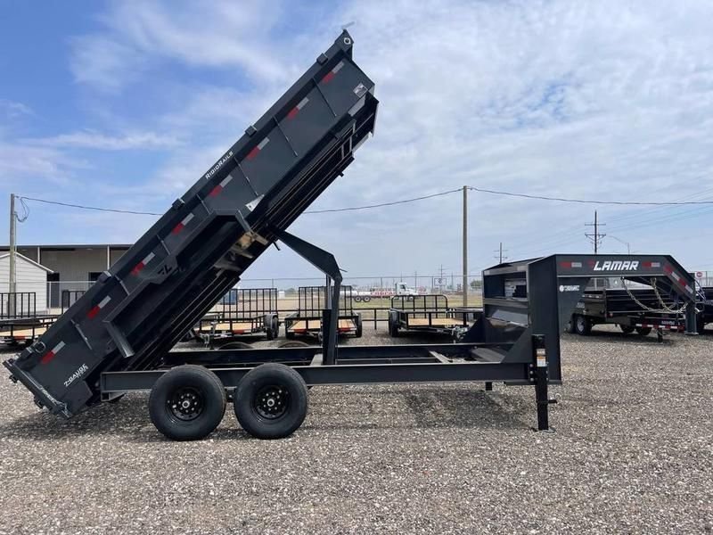 Lamar 83X16 Heavy Duty (14K) Gooseneck Dump Trailer - 6 Cylinder