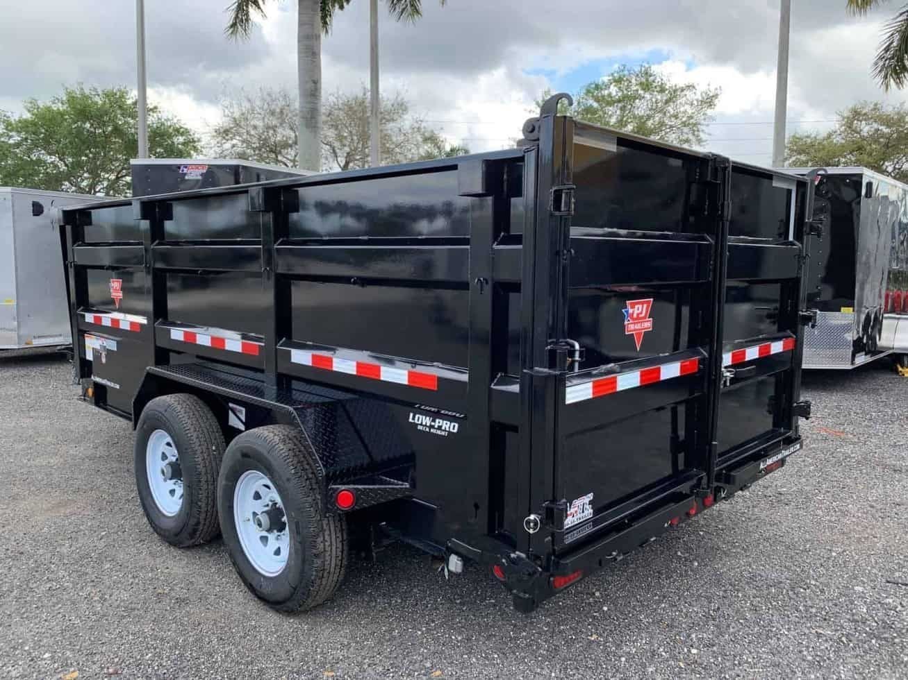 PJ 7X14 DUMP TRAILER 8 TON LOW PROFILE 4′ HIGH SIDE DM142